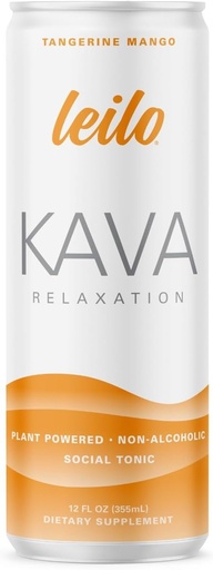 [BRSW2ZYBA4IGK3Y4] LEILO | Kava Powered Sparkling Relaxation Drink | Tangerine Mango 12-Pack – Non-ALC Calming Beverage | 12 fl oz Cans (Pack of 12) | Packaging May Vary