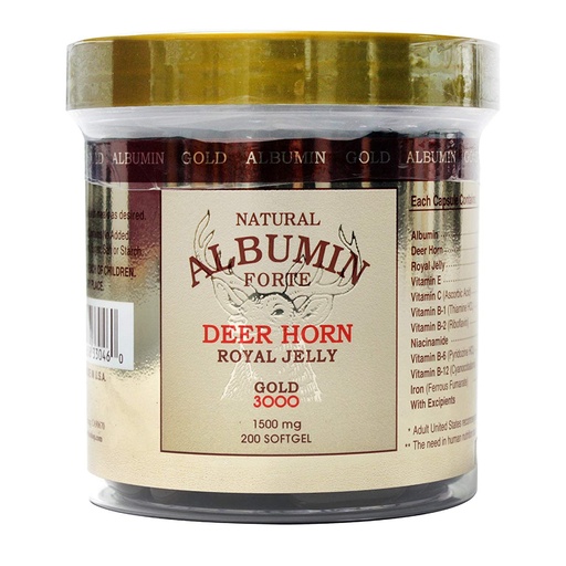 [BRSWIZLYOECAADAZ] Natural Albumin Forte Deer Horn Royal Jelly - 1500mg/200 Softgel