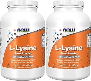 [BRSRAY3ROV6QKCTZ] NOW Supplements, L-Lysine (L-Lysine Hydrochloride) Powder, Supports Collagen Synthesis*, Amino Acid, 1-Pound (Pack of 2)