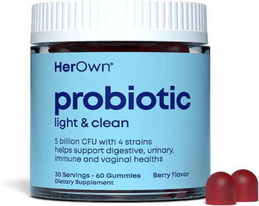 [BRSRMYIDC4NBM336] hennes egen Probiotic & Prebiotic Gummy, stöder Digestive Health, främjar hälsosam tarm, stöder immun hälsa, 5 miljarder CFU, Gluten och Soy Free, Vegan, 60 Gummies, 30 portioner (Pack of 1)