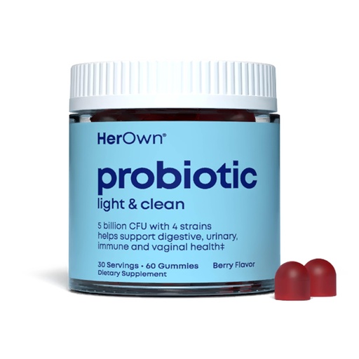 [BRSRMYIDC4NBM336] her own Probiotic & Prebiotic Gummy, Supports Digestive Health, Promotes Healthy Gut, Supports Immune Health, 5 Billion CFUs, Gluten and Soy Free, Vegan, 60 Gummies, 60 Servings