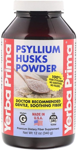 [BRSWIYTYOEDRG2D2] Yerba Prima Psyllium Husks Fiber Powder, 12 Ounce - Natural Fiber Supplement - Colon Cleanse - Gut Health - Vegan, Non-GMO, Gluten Free