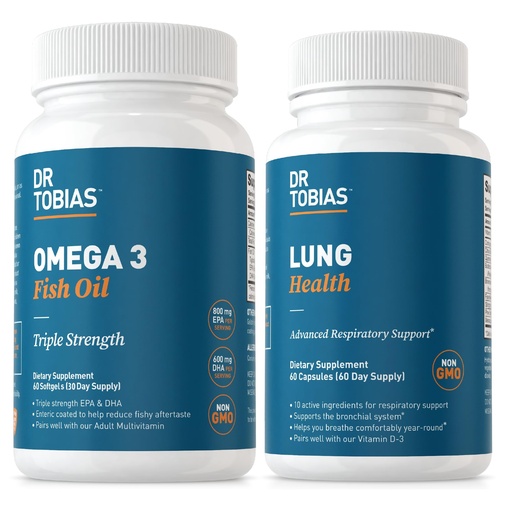 [BRSROCAZA4BGYGTF] Dr. Tobias Omega 3 Fish Oil & Lung Health Supplements for Heart, Brain & Immune Support, Lung Cleanse & Detox Formula for Bronchial & Respiratory System, 60 Capsules