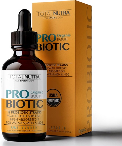 [BRSRMBQECEPRQ332] Probiótico líquido para mulleres, homes, nenos, Toddler Probióticos: USDA Organic Probiotics, Vegan Probiotic Liquid & Alfalfa Blend + Acidophilus for Gut Health, Dairy Gluten Sugar Free, Probióticos orais non GMO