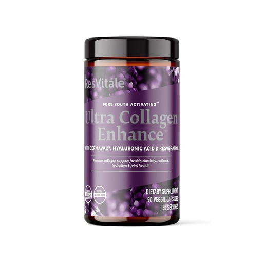 [BRSWI2TZBIIRUC3K] ResVitále Ultra Collagen Enhance - Skin Care Supplement with Resveratrol - 90 Veggie Capsules