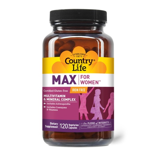 [BRSWIY37AEHQAEA5] Country Life Max for Women - Multivitamin and Mineral Complex, Iron-free - 120 Vegan Capsules