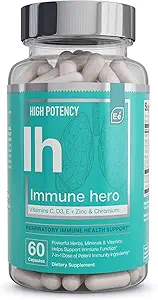 [BRSW2AANCAMGAHTG] Essential Elements Immune Support Supplement - with Vitamin C, Zinc, L-Cysteine, Chromium and More | Multi-System Immunity Booster | Immune Hero 60 Veggie Capsules