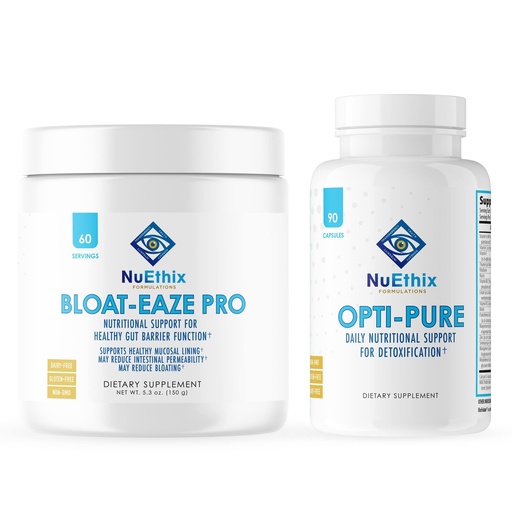 [BRSRMAALCMAQYE3X] NuEthix Formulations Detoxification and Gut Support Supplement Bundle of Opti-Pure, 30 Servings and Bloat-Eaze, 60 Servings