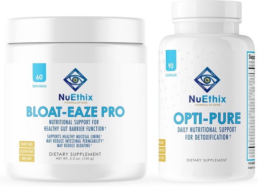 [BRSRMAALCMAQYE3X] NuEthix Formulations Detoxification and Gut Support Supplement Bundle of Opti-Pure, 30 Servings and Bloat-Eaze, 60 Servings