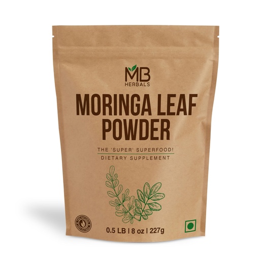 [BRSW2GQQOEMRUEYV] MB Herbals Moringa Leaf Powder 8 oz (227g / 0.5 LB) | 100% Pure Moringa Powder | Easily Mixes in Drinks & Smoothies | No Preservatives