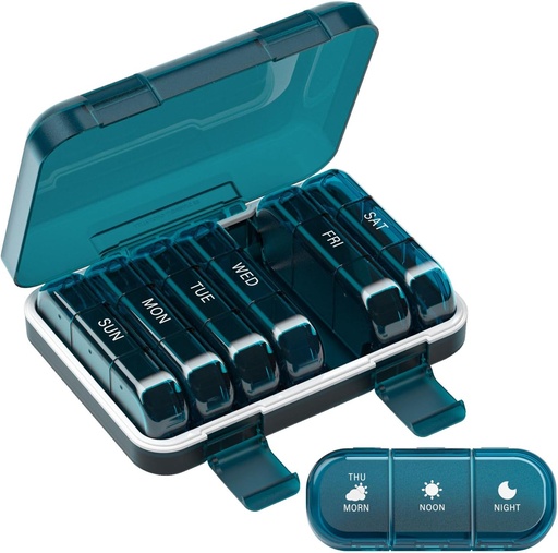 [BRSRAHD5CAIQKD3J] Weekly Pill Organizer 3 Times a Day, 7 Day Portable Pill Box for Pills, Vitamins, Fish Oil, Medication, Supplements (3x7 Blue)