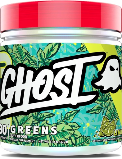 [BRSW2CQBAUHQY3LO] Порошок GHOST Greens, Лім - 30 Сервінги - 19 Суперfood Greens & Reds Порошок, Фрукти, Овочі, Спіруліна, & Chlorella, пребіотики, 10 Billion CFU Пробіотики та травлення ферментів - Глютен-Free