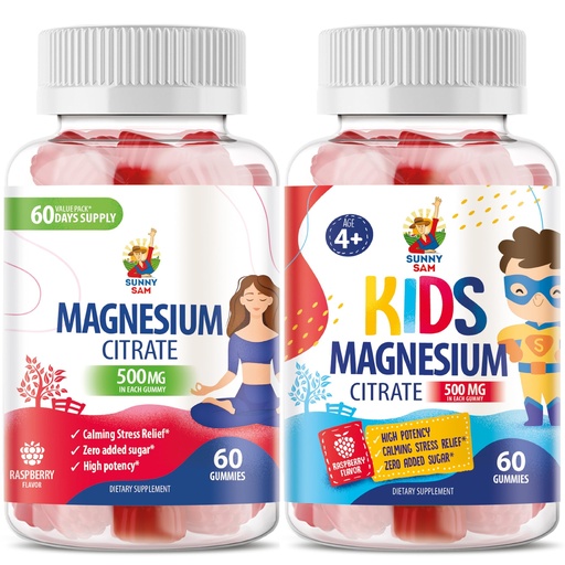 [BRSRAYL2BV6QKFDU] Magnesium Gummies for Kids & Adults - 500mg - Calm Magnesium Chews - Magnesium Citrate Chewable Supplement for Mood & Muscle Support