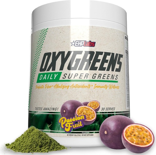 [BRSRM2QLAV5WKGTL] EHP实验室 OxyGreens 超级绿地粉 - Spirulina & Chlorella Superfood, 绿汁粉和绿地增生剂, 抗氧化剂和豁免支持, 30 services (Passionle果)