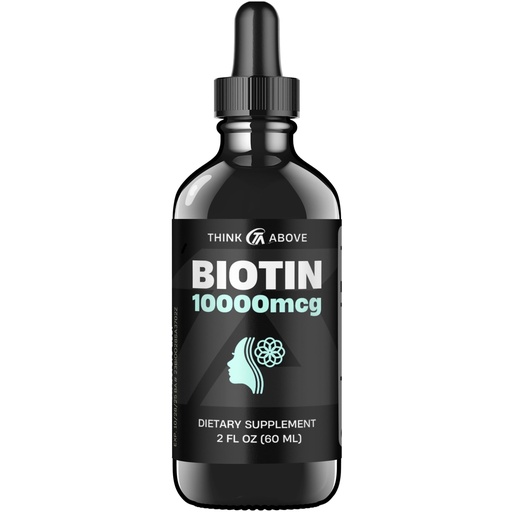 [BRSRMY3YPN4BYDT6] Think Above Liquid Biotin 10,000 mcg with Vitamin C – High Potency Hair, Skin & Nail Support – Fast Absorption Biotin Drops – 60 Day Supply – 2 oz