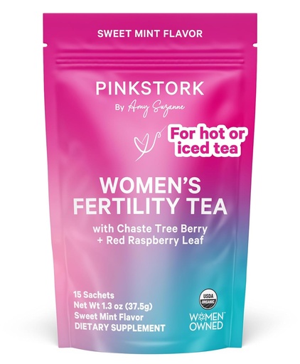 [BRSWGZT7C57Q2ADP] Qadınlar üçün Pink Stork Organic Fertility Tea - Chaste Tree Berry ilə Qadınlar üçün Fertility Supplements (Vitex) + Red Raspberry Leaf Leaf / Hormon Kağız üçün Herbal Çay
