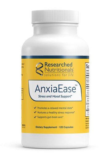 [BRSROYA6CBYBQ2QZ] Researched Nutritionals AnxiaEase - Stress, Cortisol Management & Mood Support Supplement - Botanicals, Vitamin B6, Magnesium & 'Psychobiotic' Probiotic Strains (120 Capsules)