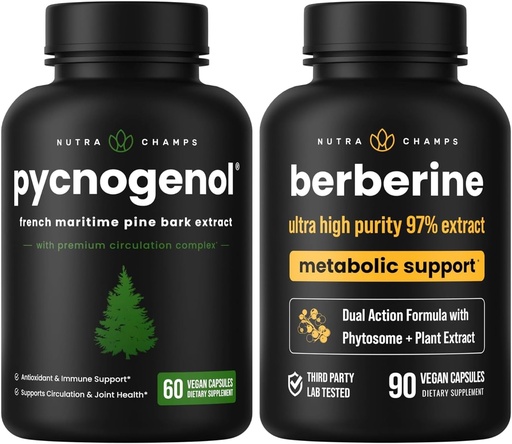 [BRSRAFL6CEMQIFDP] NutraChamps Complete Circulatory & Metabolic Boost : Pycnogenol & Berberine Duo