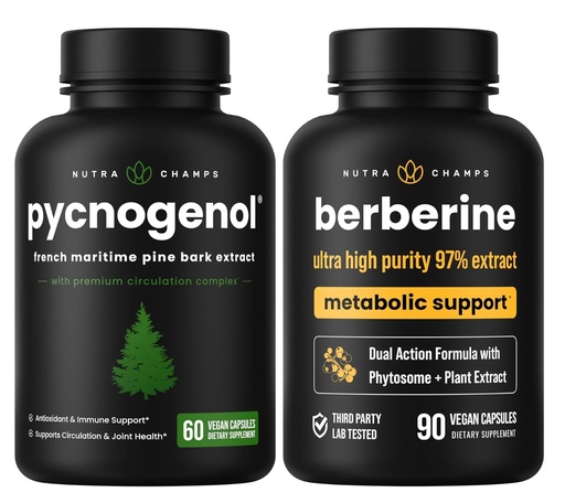 [BRSRAFL6CEMQIFDP] NutraChamps Complete Circulatory & Metabolic Boost : Pycnogenol & Berberine Duo