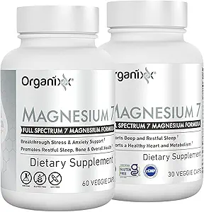 [BRSRACT7PMMAEETX] Organixx Magnesium Glycinate Supplement for Support Sleep, Muscle & Heart Health, 7 Type Magnesium Complex with Vitamin B6, Manganese Citrate, Gluten Free, Vegan, Non GMO, High Absorption, 90 Capsules