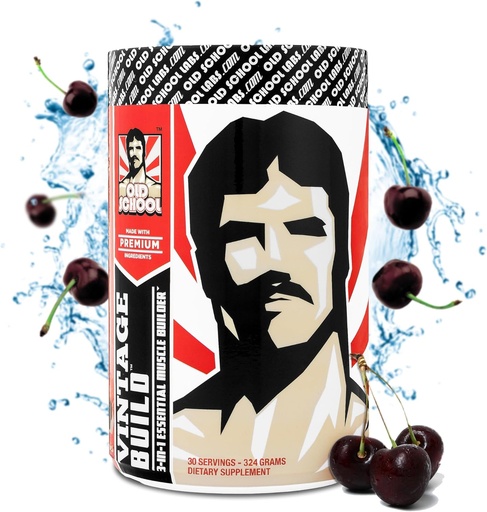 [BRSRMFAQBANBACA7] Vintage Build – Post Workout Recovery & Muscle Building Powder Drink for Muscular Strength & Growth - Reduces Soreness – Creatine Monohydrate, BCAAs, L-Glutamine – Black Cherry Flavor – 324g