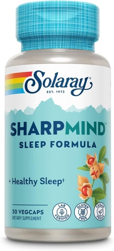 [BRSW2AA2BAFQ23Y4] SOLARAY SharpMind Sleep, Nootropic Sleep Aid Formula, Nootropics Brain Support Supplement for a Calm Mood and Healthy Sleep with Slow Release Melatonin 3mg, 60 Day Guarantee, 30 Servings, 30 VegCaps