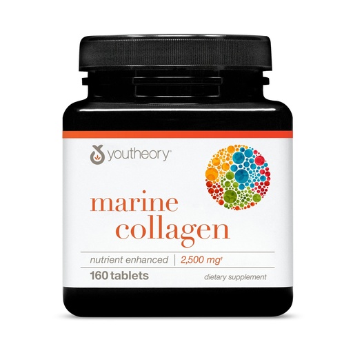 [BRSWIZA7AIJQ4HT2] Youtheory Marine Collagen Tablets - 2,500 mg Fish-Sourced Collagen Peptides- with Vitamins A, C, E, B6 & B12 - Supports Joint & Nail Health* - Highly Absorbable - 160 Tablets (32-Day Supply)
