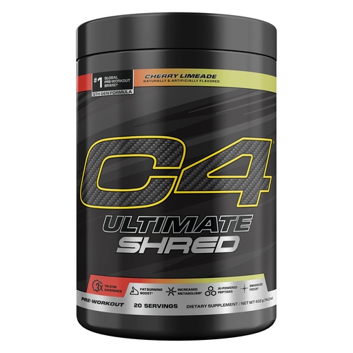 [BRSROCD6ORYGC3TG] Cellucor C4 Ultimate Shred Pre Workout Powder, Metabolism Supplement with Cayenne Extract+300mg Caffeine+TeaCrine+Dynamine - Cherry Limeade, 20 Servings