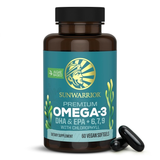 [BRSWGHT2AV7WGHLP] Sunwarrior Vegan Omega 3 DHA & EPA Supplement Algal Oil Preferred Alternative to Fish Oil Supports Brain Eye Joint & Heart Health (60 Count)
