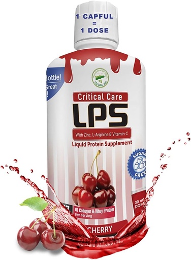[BRSWGCT2BECWOA3P] Nutritional Designs LPS Liquid Collagen & Whey Protein Supplement - Non-GMO Drink, Sugar-Free - Promotes Healthy Skin & Hair for Men & Women, Cherry (Critical Care)