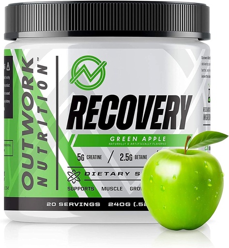 [BRSWYADYOENWA3DU] Outwork Nutrition Post Workout Recovery Powder - Creatine Monohydrate, KSM-66 Ashwagandha & Tart Cherry - Speeds Recovery, Eases Soreness - Kreatin Pulver für Männer & Frauen, Grüner Apfel, 240 Gr