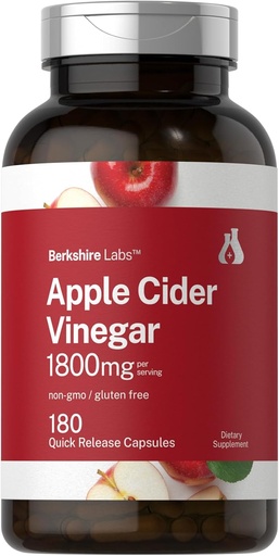 [BRSRAFAKDIIWEHI2] Horbaach Apple Sidra Etiķis Kapsulas           ) 1800mg ) 180 Grāfs ; Non-GMO, Gluten-free papildinājums ) by Berkshire Labs