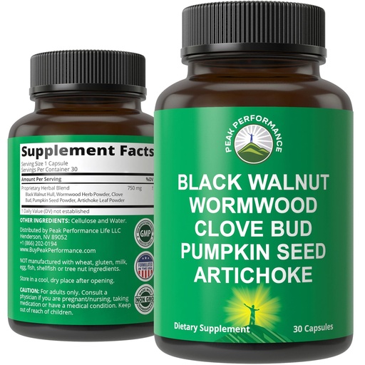 [BRSRAGL7OIMAKGTH] Wormwood Black Walnut Clove Cleanse for Humans. Elimination Detox + Intestinal Support Capsules Supplement for Adults and Kids. Pills with Artichoke and Pumpkin Seed for Additional Benefits