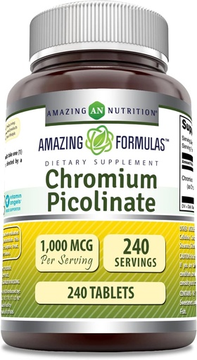 [BRSROZYPDN5BOG3H] Amazing Formulas Chromium Picolinate 1000 Mcg | Tablets Supplement | Non-GMO | Gluten-Free | Made in USA (1 Pack | 240 Count)