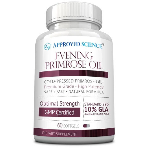 [BRSW2GA6CMNBM33X] Approved Science Evening Primrose Oil - Maximum Strength - Cold Pressed - 10% GLA - Hormonal Balance, Skin and Heart Health - 60 Softgels - All Natural