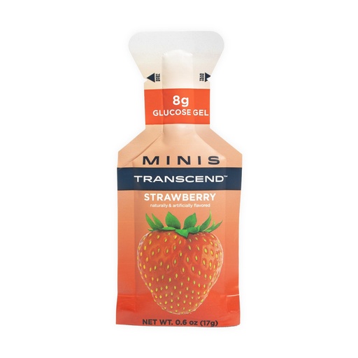 [BRSRAFL7O4FB6HIY] Transcend Foods Mini Strawberry Gel (.6 oz, Pack of 12) Fast-Acting Carb Gel Strawberry Flavor – Travel Size, Caffeine Free, Gluten Free
