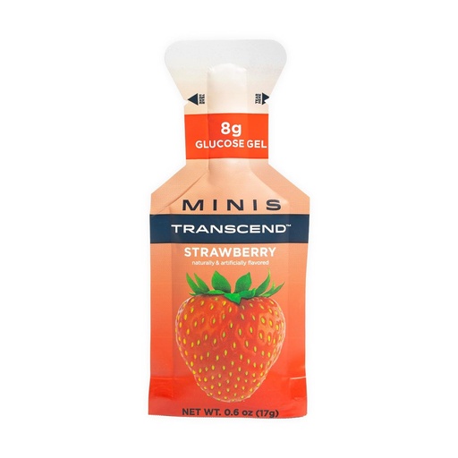 [BRSRAFL7O4FB6HIY] Transcend Foods Mini Strawberry Gel (.6 oz, Pack of 12) Fast-Acting Carb Gel Strawberry Flavor – Travel Size, Caffeine Free, Gluten Free