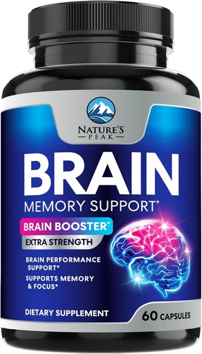 [BRSRMZLRPMPQ4C3B] Suplemento de memoria cerebral - 3X Strength Nootropics for Concentración, Clarity & Focus Support - Vitaminas cognitivas da saúde cerebral con Bacopa, Phosphatidylserine & DMAE, pílulas do impulsor cerebral, 60 cápsulas