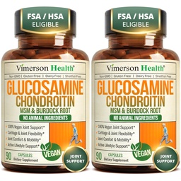 Vegan Glucosamine Chondroitin MSM – Joint Supplements for Men and Women with Glucosamine Sulfate 1500 mg – Joint Health Supplement for Cartilage, Mobility & Joint Support – 2 Pack