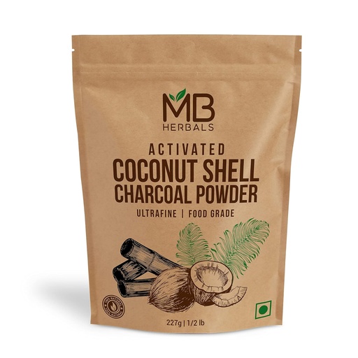 [BRSW2AQBA4PGAEIY] MB Herbals Activated Charcoal Powder from Coconut Shell 8 oz (227 Gram / 0.5 LB) | For EXTERNAL USE ONLY | Face Packs and Masks| Soap Making | ToothPowder