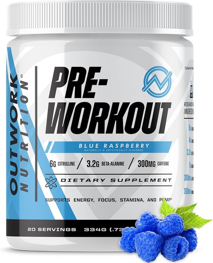 [BRSWYADQAF6QIHTD] ExWork Nutrition Preworkout for Men & Women - Nootropic Pre Workout Without Creatine, Pre-Workout אבקה עם טאורין Rhodiola Citrulline Malate אלן Betaine Caffeine (בלום כחול)