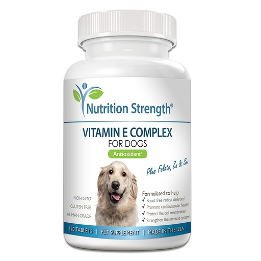 [BRSWYYIKO4NBSADU] Vitamin E for Dogs, Promote Cardiovascular Health, Support Cell Membranes, Vitamin E Complex to Boost Dog Immune System Plus Zinc, Selenium, Folate, Salmon Oil, 120 Chewable Tablets