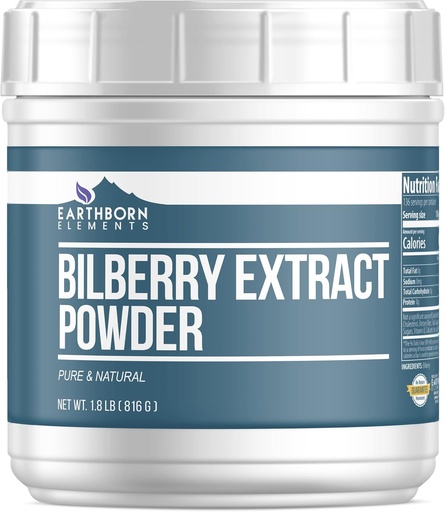 [BRSRMGAHBN7G2CT5] Earthborn Elements Bilberry Extract Powder 1.8 lb, Pure & Natural, Smoothies & Shakes