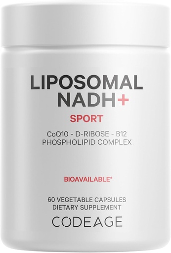 [BRSROZIFBYPQYYDZ] Codeage Liposomal NADH + Supplement - NADH, vitamin B12, D- Ribose as Bioenergy Ribose, CoQ10- 2- Måned Supply - Liposomal Levering - β- Nicotinamid Adenine Dinucleotid Pills - Non- GMO - 60 Kapsler