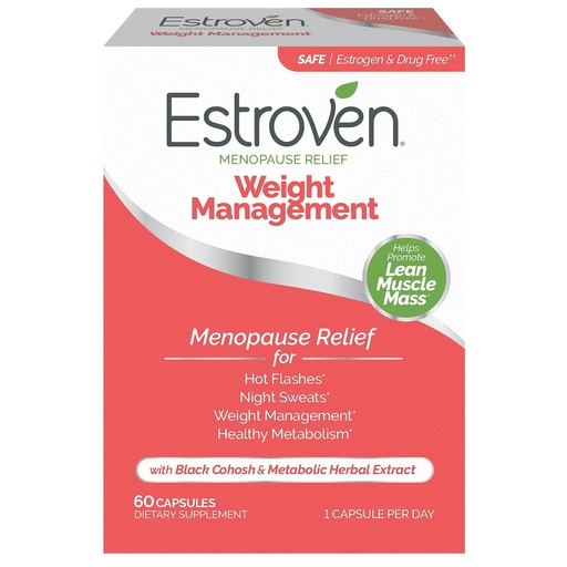 [BRSWGAAKBMNQOYDD] Estroven Weight Management for Menopause Relief - 60 Ct. - Clinically Proven Ingredients Help Manage Weight, Provide Night Sweats & Hot Flash Relief - Drug-Free & Gluten-Free