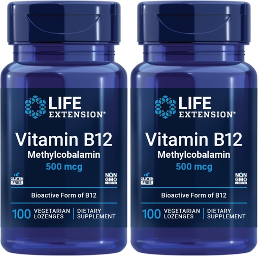 [BRSRAY35CQJQG2AZ] Life Extension Vitamin B12 Methylcobalamin 500mcg -Vitamin B12 Supplement for General Energy and Brain Health -Sugar Free Vegetarian Lozenges Dissolve in Your Mouth - Once Daily -100 Count (Pack of 2)