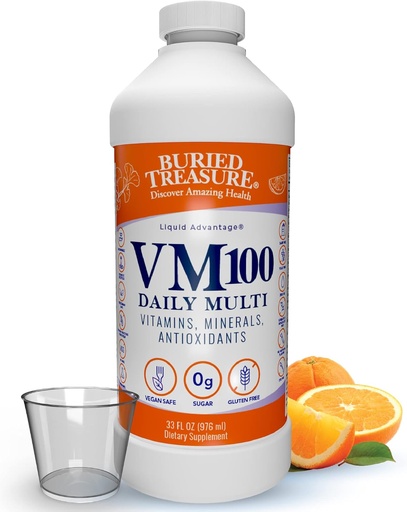 [BRSWYZL2AACGYEQ2] Buried Treasure VM100 Daily Multi - 32 Servings, Liquid Vitamins Minerals Supplement with Dose Cup