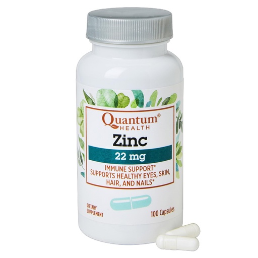 [BRSROFTRDEIRODTH] Quantum Health Zinc Gluconate 22mg Daily Immunity Boost Supplement Supports Energy, Healthy Eyes, Hair Skin & Nails - Essential Mineral Immune Support for Women & Men - 100 Capsules