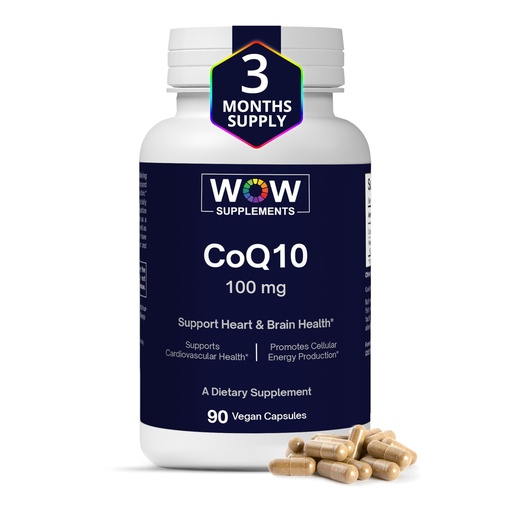 [BRSRAGD4AB7QIE3J] WOW Supplements CoQ10 100 mg with Hawthorn Berry - High Absorption CoQ10 100mg for Energy Production, Heart and Cellular Health - Non-GMO, Gluten-Free Coenzyme Q10 100mg Supplement - 90 Capsules