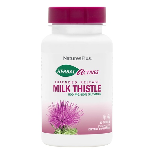 [BRSWIYTYCUOBCCY7] NaturesPlus Herbal Actives Milk Thistle, Extended Release - 30 Tablets - Non-GMO, Vegetarian, Gluten Free - 30 Servings